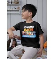 Stumble Guys Kişiye Özel İsim Yazılı Çocuk Tişört (Siyah)