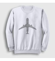 Presmono Unisex Beyaz Words Pilot Airplane Uçak Sweatshirt 415591tt (Beyaz)