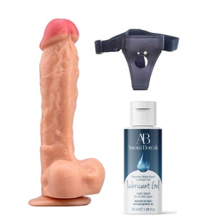 Censan Belden Bağlamalı Kayganlaştırıcı Set Noctis 23cm Realistik Dildo No:22