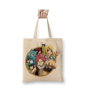 Fairy Tail Anime Erza Scarlet Happy Lisanna Straus Bez Çanta Uzun Saplı Alışveriş Çantası (Beyaz)