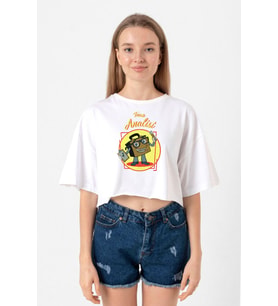 The Umbrella Academy Team Analist Beyaz Kadın Crop Tshirt