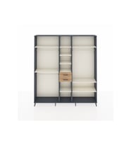 Arges Dolap 10 Raflı 2 Çekmeceli 3 Askılı 220x30x243 Antrasit-Aytaşı/Çam
