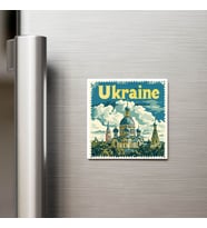 Ukrayna Ukraine - Posta Pulu Temalı Ülke - Baskılı Buzdolap Magneti Kare - 9x9 cm