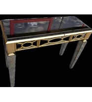 Dresuar 12557 MOTİFLİ Ayna Kaplam MODEL Parlak Gold Kayın torna Çekmece El Yapım (Altın)