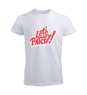 Parti Tasarımlı Tişört (Düz Beyaz)