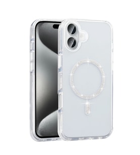 Apple iPhone 16 Plus Kılıf Taşlı Tasarım M-safe Şarj Özellikli Zore Koment Silikon Kapak