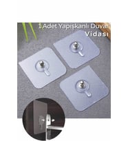 1 Adet Şeffaf Yapışkanlı Duvar Tablo Çerçeve Vida Çivisi Askısı MIT1353
