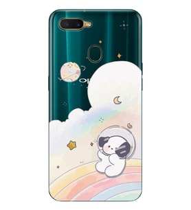 Oppo A5S/AX7/A12 Uyumlu Sevimli Köpek Desenli Şeffaf Telefon Kılıfı