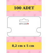 With Love - 100 Adet Kolye Kartı - Bileklik Kartı - Takı Kartı - Paketleme Kartı (Pembe)