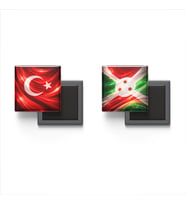 Buzdolap Magnetleri - Burundi Bayrağı ve Türk Bayrağı - 2'li Set Magneti