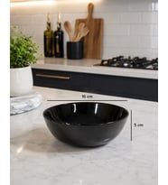 ZELIE ÇOK AMAÇLI 6 LI SİYAH CAM KASESİ 16 CM