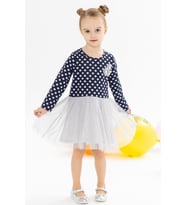 Breeze Kız Çocuk Uzun Kollu Elbise Tüllü Fiyonklu 1.5-5 Yaş, Lacivert