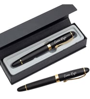 Kişiye Özel Premium Metal Gold Detaylı  Roller Kalem Tasarım Kutulu (Siyah)
