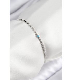 Pirinç Zirkon Taşlı Boncuk Model Ezme Zincir Gümüş Renk Kadın Bileklik - TJ-BB7598