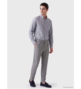 LCWAIKIKI Classic Lacivert Regular Fit Çizgili Gabardin Erkek Gömlek