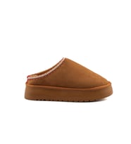 Perth Asimetrik Ağızlı Kadın Nakış Detaylı Kürk Slipper (Taba)