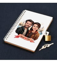 Sevgiliye Hediye Günlük Boğaz Köprüsü ve Aşkımız Karikatürlü Kilitli Anı Defteri