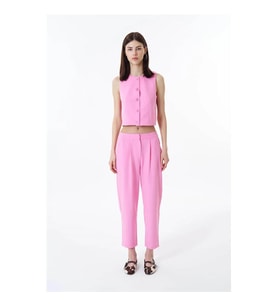 Quzu Beli Lastikli Pembe Kadın Pantolon 71154