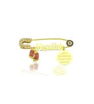925 Ayar Gümüş Maşallah Yazılı Bebek İğnesi (Gold)