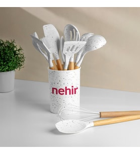 Nehir Angela Ahşap Silikon 12 Parça Silikon Servis Takımı