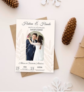 BK Gift Kişiye Özel Fotoğraflı Düğün Davetiyesi Model 72 (100Adet)