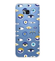 PrintiFy Samsung Galaxy S8 Plus ile Uyumlu 1mm Slim Fit Nazar Boncuğu 2 Baskılı Şeffaf  Kılıf