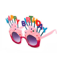 Periboia Happy Birthday Yazılı Pembe Fuşya Parti Gözlüğü (Karışık)