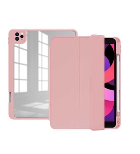 Apple iPad Pro 11 2. Nesil Kılıf Kalem Bölmeli Şeffaf Case A2228 A2068 A2230 A22 (Pembe)