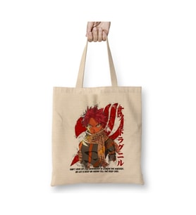 Fairy Tail Natsu Dragneel Beyaz Bez Çanta Uzun Saplı Alışveriş Çantası Plaj Çantası