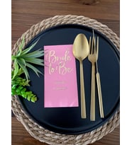 Gold Yaldızlı Pembe Bride To Be İsim Tarih Garson Katlama Peçete 50 Adet