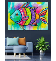 Renkli Balık Pop Art Dekoratif Kanvas - Mdf Ahşap Tablo