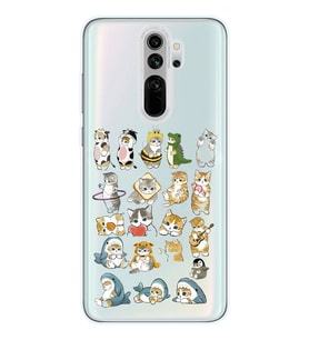 Redmi Note 8 Pro Uyumlu Kediler Tasarımlı Şeffaf Telefon Kılıfı