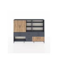 Arges Dolap 10 Raflı 6 Çekmeceli 4 Kapaklı 220x30x163 Antrasit-Çam/Antrasit