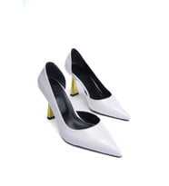 Scarlet Beyaz Kırışık Rugan (8cm) Topuk  Boyu Günlük Kullanım Stiletto