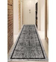 Dijital Baskılı Kaymaz Taban Yıkanabilir Modern Yolluk Ve Koridor Halısı NDU-SD-1092 (Gri)