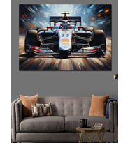 Pistte Yarışan Formula 1 Arabası Dekoratif Kanvas - Mdf Ahşap Tablo