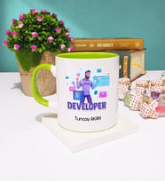 Developer Tasarımlı Kişiye Özel Hediye Developer Kupa Bardak Yeşil