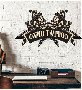Kişiye Özel Dövmeci Tattoo Temalı Ahşap Duvar Tablo