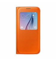 Galaxy S6 ile Uyumlu S View Cover (Deri Görünümlü) Turuncu EF-CG920POEGWW