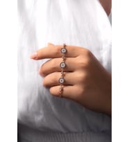 Nazar Boncuklu  Zirkon Taşlı Rose Altın Kaplama Kadın Gümüş Bileklik 925 Ayar 