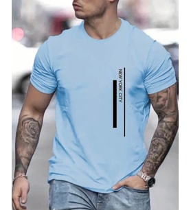 AMOR MAN ÖZEL TASARIM NEW YOK CİTY ŞERİT BASKILI OVERSİZE YENİ TREND ERKEK T-SHIRT (Mavi)