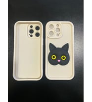 Digimanya İphone 15 Pro Max Uyumlu Kamera Koruma Çıkıntılı Kedi Desenli Kabartmalı Kılıf