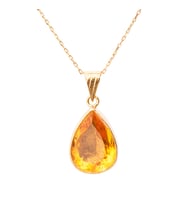 Gümüşcüm Sarı Topaz Taşlı Altın Kaplama Bayan Gümüş Damla Kolye 