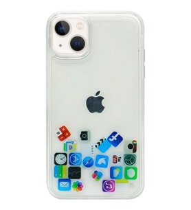 Apple Iphone 14 Kılıf Düz (simsiz) Sulu iOs ikon Silikon (facebook ) (Şeffaf)