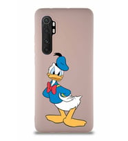 Xiaomi Mi Note 10 Lite Soft Premier Kapak Donald Duck-D Tasarımlı Silikon Kılıf - Pudra (Şeffaf)