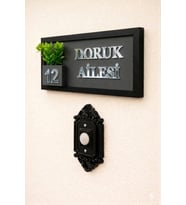 Kişiye Özel Ahşap Kapı İsimliği Çiçekli – 10x20 cm MDF Dekoratif Kapı Tabelası (Silver)