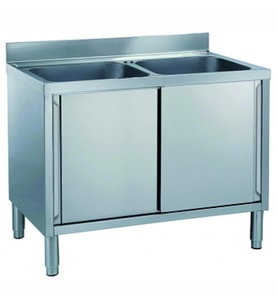 Electrolux Professional Dolaplı Evyeli Tezgah, 2 Evyeli (500x500 Mm), 2 Kayar Kapılı - 1200 Mm MLA1225PN