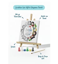 23 Nisan Çocuklar El Ele Temalı Boyama Tuvali – Şövaleli Boya Seti 20x20