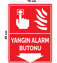 Metal Yangın Alarm Butonu 15 cm x 20 cm Uyarı Levhası Yönlendirme Tabelası