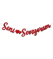 Kaligrafi Banner "Seni Seviyorum" - Kırmızı